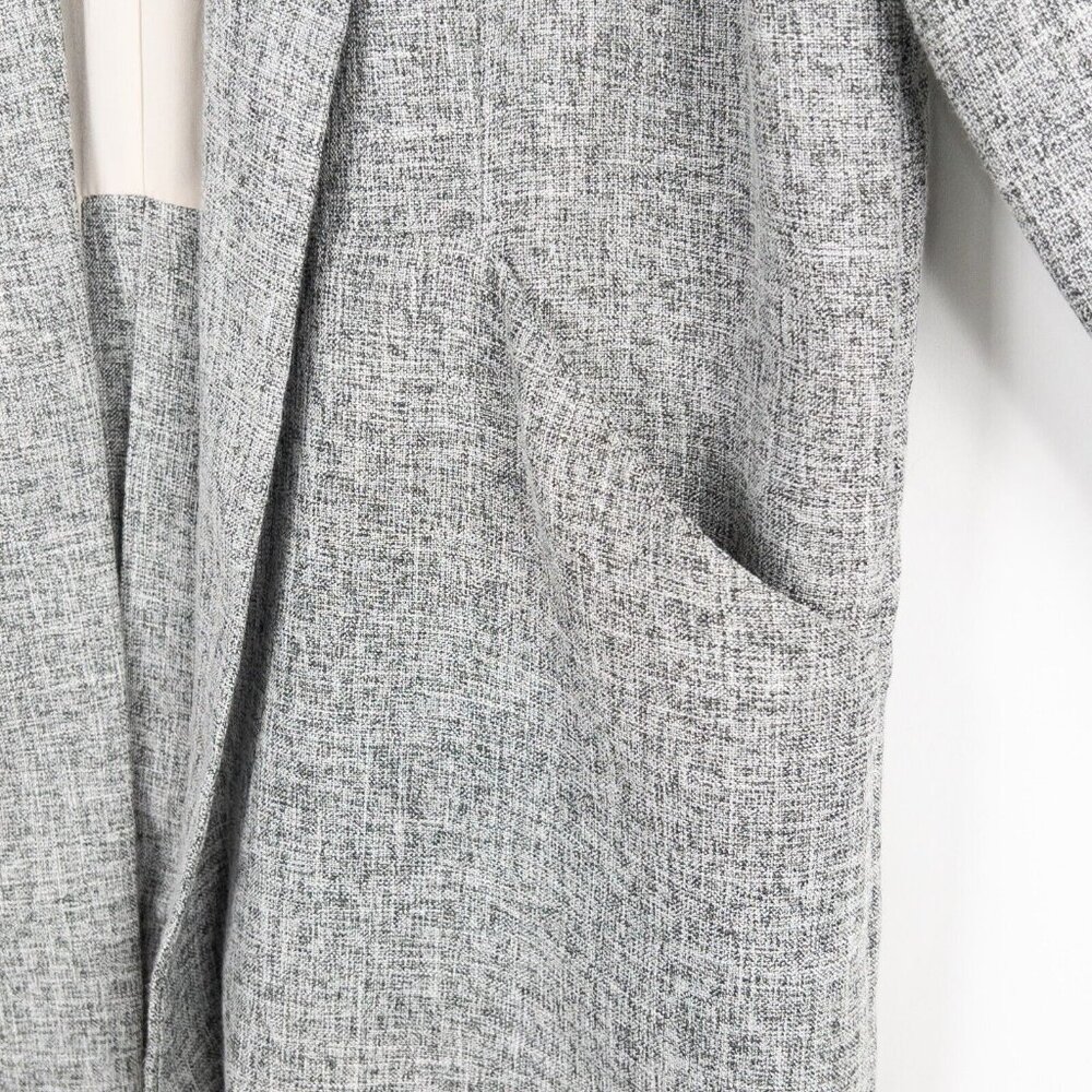 Lulus Promotion Gray Open Front Back Slit Lined Woven Wool Blazer Size Medium - Picture 5 of 12